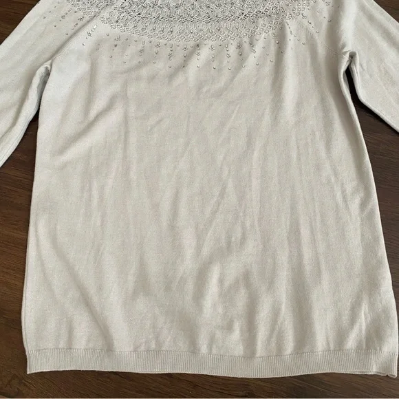 White House Black Market Rhinestone Lace Sweater Large - Picture 10 of 16